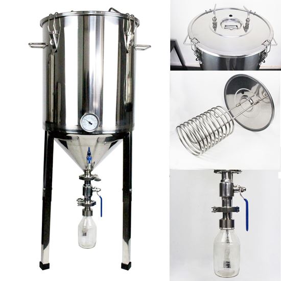 Bild von Gärbehälter zylinderkonisch 60 Liter inkl. Würzekühler und Hefeglas