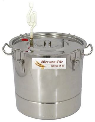 Bild von Gärfass 45 Liter mit Deckel + Gärglocke + analogem Thermometer + Heber mit Filter