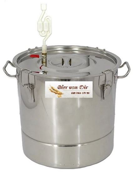 Bild von Gärfass 45 Liter mit Deckel + Gärglocke + analogem Thermometer + Heber mit Filter